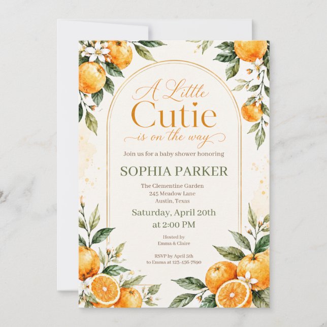 Invitation Fête de naissance Boho Aquarelle Little Cutie (Devant)
