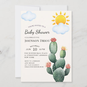 Invitation Fête de naissance Boho Cactus