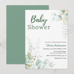 Invitation Fête de naissance botanique de verdure d'eucalyptu