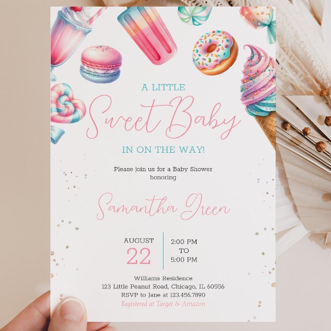Invitation Fête de naissance Candy Land Sweets Bébé (Créateur téléchargé)
