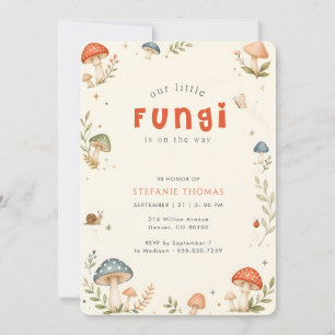 Invitation Fête de Naissance Champignon Bébé Elégante