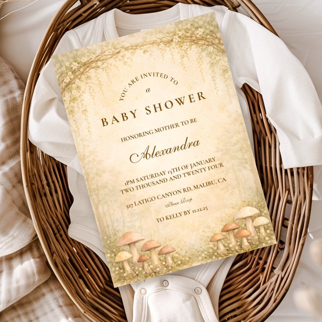 Invitation Fête de Naissance Champignon de la Forêt Enchantée (Créateur téléchargé)