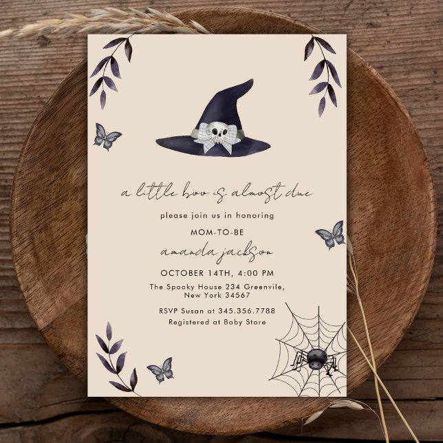 Invitation Fête de Naissance Chapeau de Sorcière Neutre Un Pe (Neutral A Little Boo Witch Hat Baby Shower Invitation)