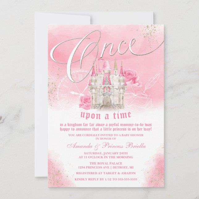 Invitation Fête de Naissance Château de Princesse Il était un (Devant)