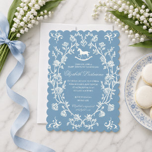 Invitation Fête de naissance Cheval à bascule Bleu Wedgwood V