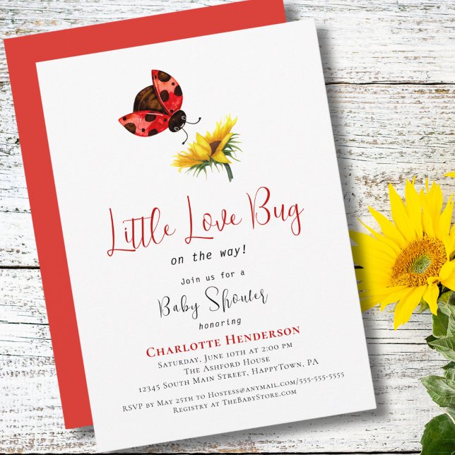 Invitation Fête de naissance coccinelle, Thème Bébé Fille Pet (Créateur téléchargé)