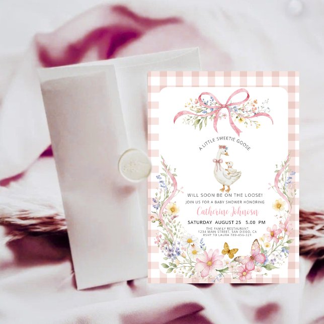 Invitation Fête de Naissance Coquette Rose à Carreaux Poulet  (Créateur téléchargé)