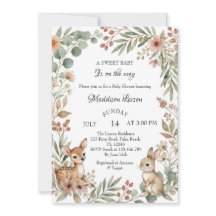 Fête de naissance d'animal de forêt Cerf Lapin Ver