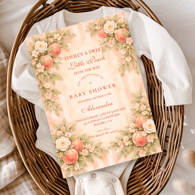 Invitation Fête de Naissance dans le Jardin de Pêchers (Créateur téléchargé)