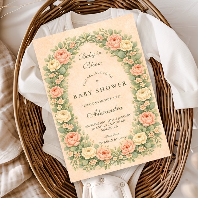 Invitation Fête de Naissance dans un Jardin de Roses Sages au (Créateur téléchargé)