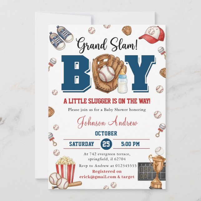 Invitation Fête de naissance de baseball Oh Boy Slumdunk pers (Devant)