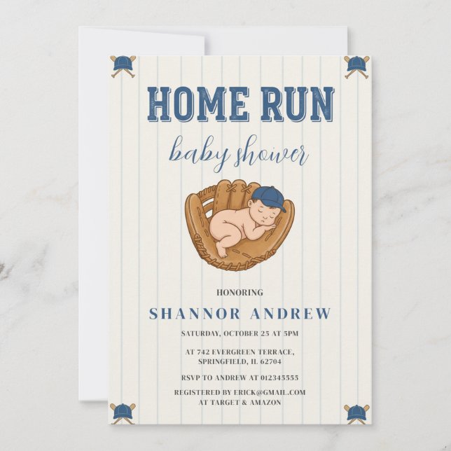 Invitation Fête de naissance de baseball personnalisée pour g (Devant)