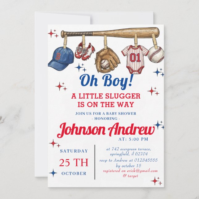 Invitation Fête de naissance de baseball sportive personnalis (Devant)