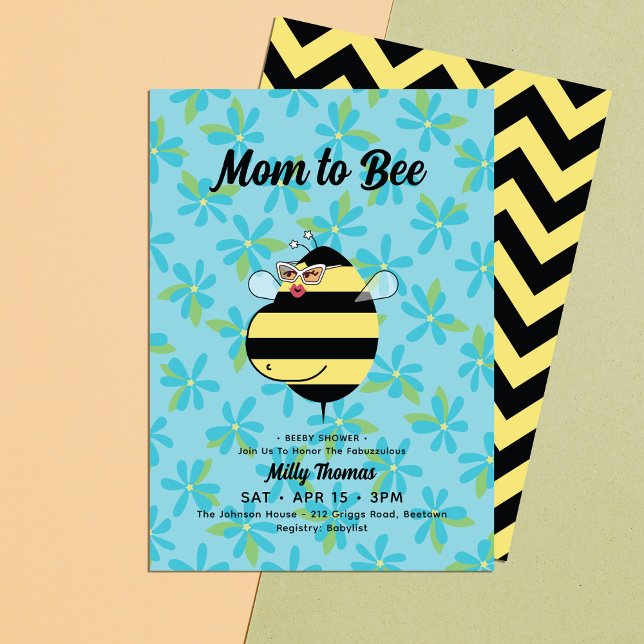 Invitation Fête de naissance de bébé abeille enceinte avec de (Créateur téléchargé)