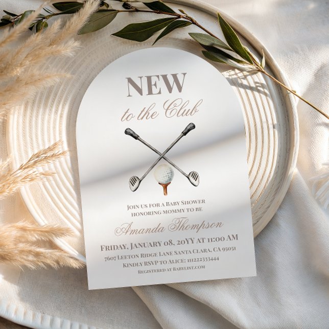 Invitation Fête de naissance de bébé au golf beige et neutre  (Créateur téléchargé)