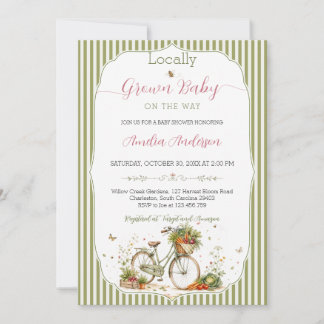 Invitation Fête de Naissance de Bébé aux Légumes de Jardin Su