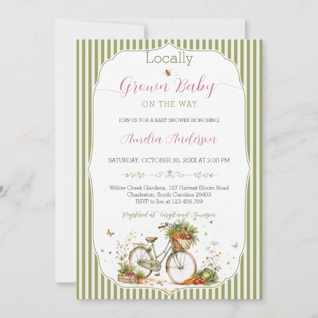 Invitation Fête de Naissance de Bébé aux Légumes de Jardin Su (Devant)