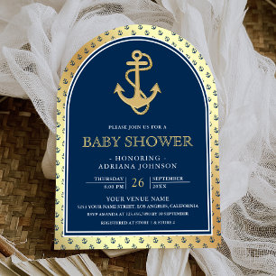 Invitation Fête de naissance de bébé avec Arche d'Ancre Bleue