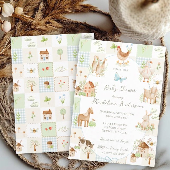 Invitation Fête de naissance de bébé avec courtepoint grandmi (Créateur téléchargé)