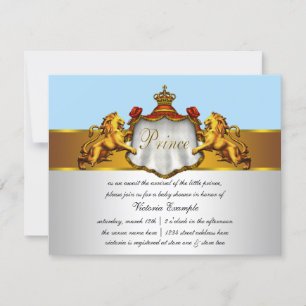 Invitation Fête de naissance de bébé bleu royal prince