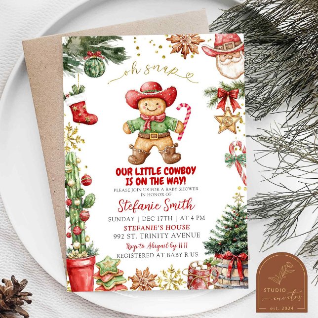 Invitation Fête de naissance de bébé cow-boy cookies Western  (Créateur téléchargé)