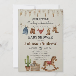 Invitation Fête de naissance de bébé cow-boy vintage personne