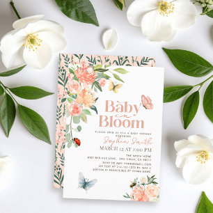 Invitation Fête de naissance de bébé en fleurs Roses et papil