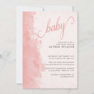 Invitation Fête de naissance de bébé fille à texture encre la