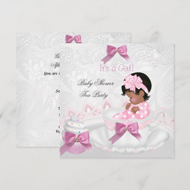 Invitation Fête de naissance de bébé fille afro-américaine Ta (Devant / Derrière)