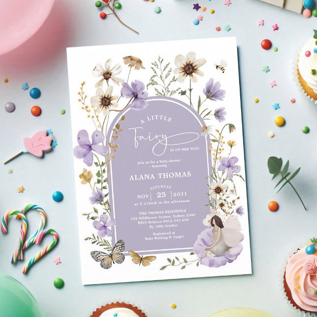 Invitation Fête de naissance de bébé fille aux fleurs sauvage (Créateur téléchargé)