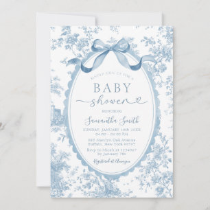 Invitation Fête de naissance de bébé fille Bleu Poussiéreux C