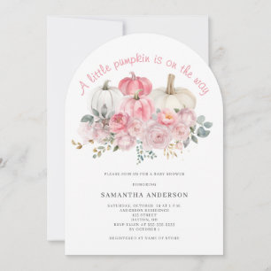 Invitation Fête de naissance de Bébé Fille Citrouille Rose
