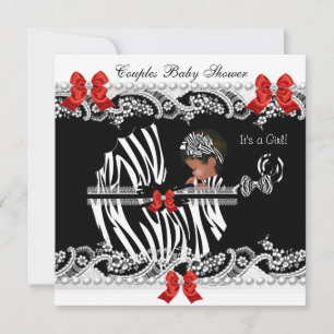 Invitation Fête de naissance de bébé fille de couples afro-am