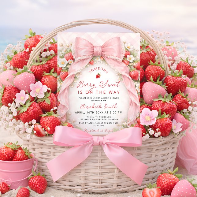 Invitation Fête de Naissance de Bébé Fille Élégante aux Frais (Créateur téléchargé)