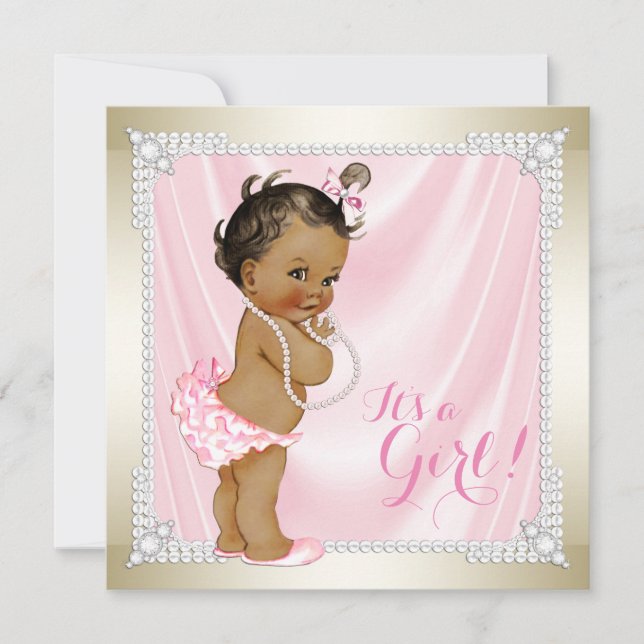 Invitation Fête de naissance de bébé fille ethnique Diamants  (Devant)