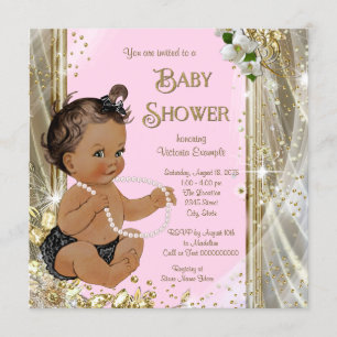 Invitation Fête de naissance de bébé fille ethnique Perle d'O