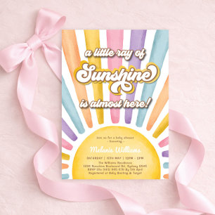 Invitation Fête de naissance de bébé fille Ray de soleil girl