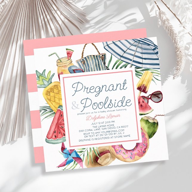 Invitation Fête de naissance de bébé fille tropicale enceinte (Créateur téléchargé)