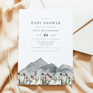 Invitation Fête de naissance de bébé Fleur Sauvage de Montagn