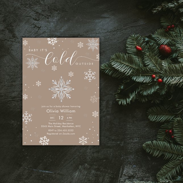 Invitation Fête de naissance de bébé flocon de neige magique  (Silver Neutral Magic Winter Snowflake Baby Shower Invitation)