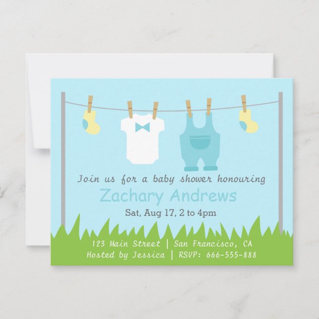 Invitation Fête de naissance de bébé garçon adorable avec des (Devant)