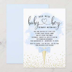 Invitation Fête de naissance de bébé garçon avec barbe à papa