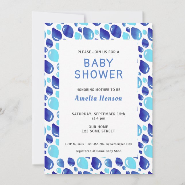 Invitation Fête de naissance de bébé garçon avec motif de bal (Devant)