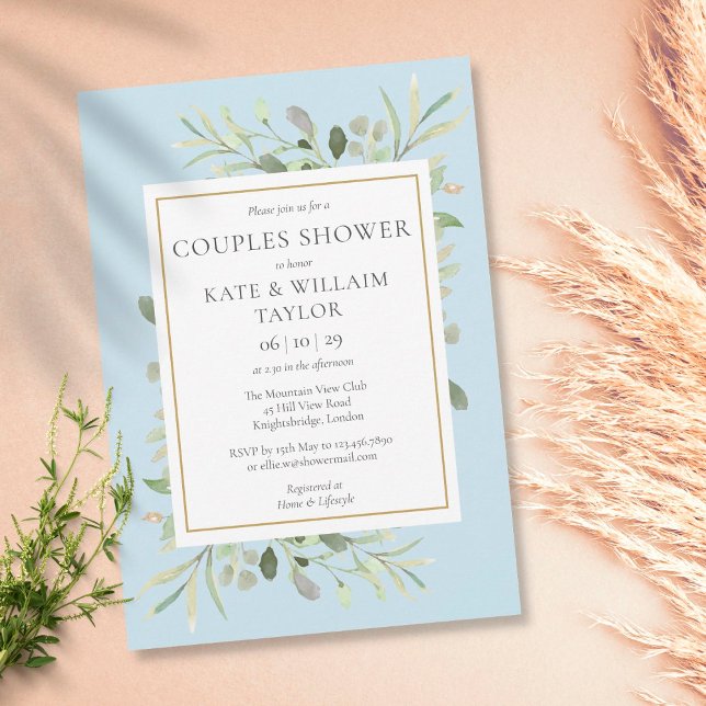 Invitation Fête de naissance de bébé garçon bleu pour couples (Créateur téléchargé)