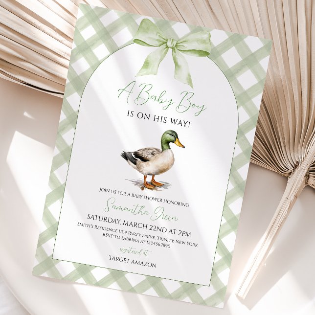Invitation Fête de naissance de bébé garçon Canard colvert (Créateur téléchargé)