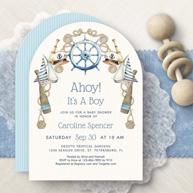 Invitation Fête de naissance de bébé garçon : Ohé ! (Créateur téléchargé)