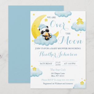 Invitation Fête de naissance de bébé garçon Panda Bear Over T