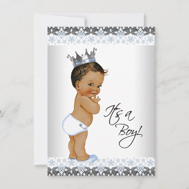 Invitation Fête de naissance de bébé garçon prince ethnique v (Devant)