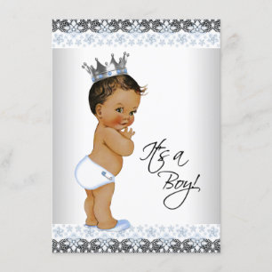 Invitation Fête de naissance de bébé garçon prince ethnique v