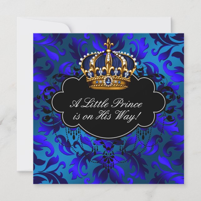 Invitation Fête de naissance de bébé garçon Royal Navy Blue B (Devant)